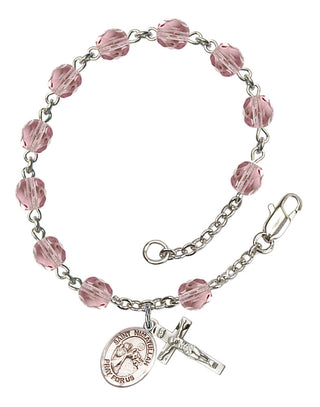 Saint Nimatullah Engravable Rosary Bracelet with Lite Amethyst Beads