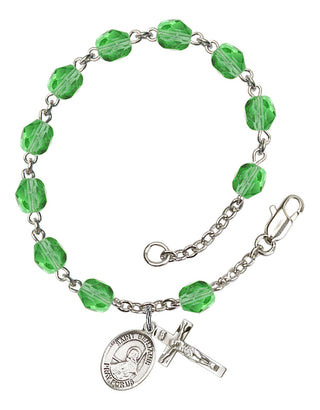 Saint Benjamin Engravable Rosary Bracelet with Peridot Beads