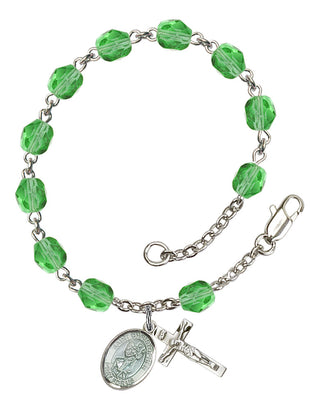 Saint Christopher Engravable Rosary Bracelet with Peridot Beads