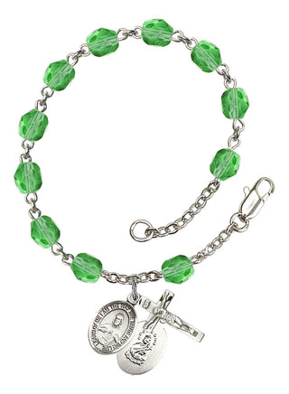 Scapular Engravable Rosary Bracelet with Peridot Beads
