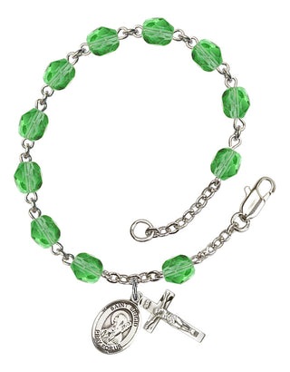 Saint Brigid of Ireland Engravable Rosary Bracelet with Peridot Beads