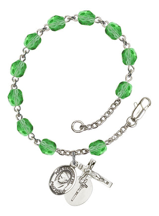 Pope Emeritace Benedict XVI Rosary Bracelet with Peridot Beads