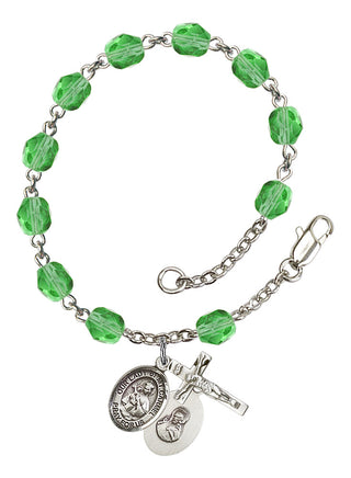 Our Lady of Mount Carmel Rosary Bracelet with Peridot Beads