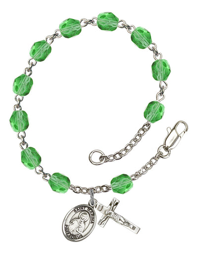 Saint Marina Engravable Rosary Bracelet with Peridot Beads