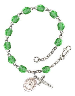 Saint Pauline Visintainer Engravable Rosary Bracelet with Peridot Beads