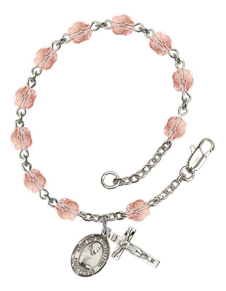 Saint Pio of Pietrelcina Engravable Rosary Bracelet with Pink Beads