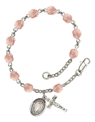 Saint Bartholomew the Apostle Engravable Rosary Bracelet with Pink Beads