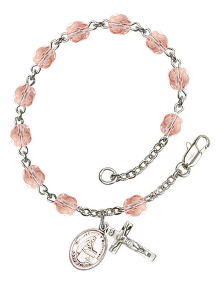 Blessed Emilee Doultremont Engravable Rosary Bracelet with Pink Beads