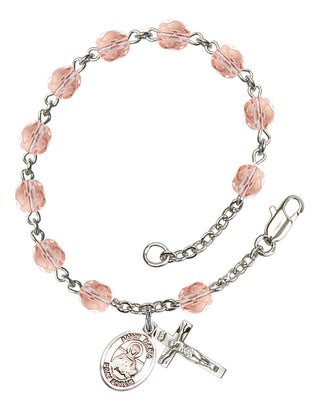 Saint Daria Engravable Rosary Bracelet with Pink Beads
