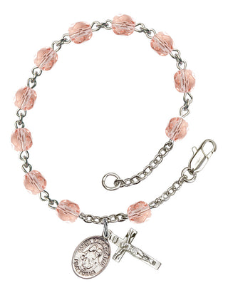 Sts. Peter & Paul Engravable Rosary Bracelet with Pink Beads