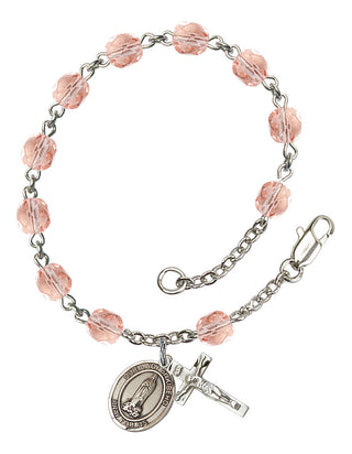 Our Lady of Kibeho Engravable Rosary Bracelet with Pink Beads