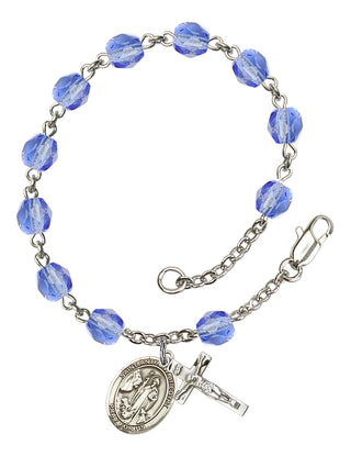 Saint Anthony of Egypt Engravable Rosary Bracelet with Sapphire Beads