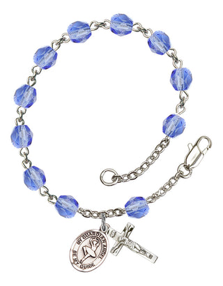 Guardian Angel and Dance Rosary Bracelet with Sapphire Beads
