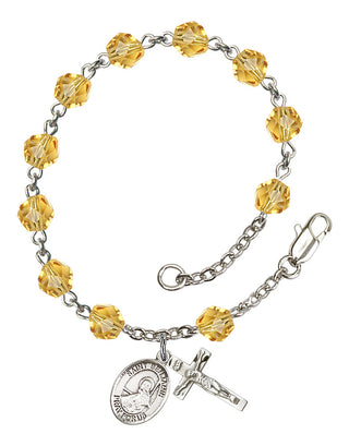 Saint Benjamin Engravable Rosary Bracelet with Topaz Beads