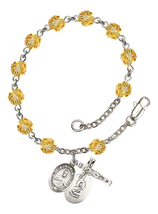 Scapular Engravable Rosary Bracelet with Topaz Beads