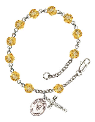 Saint Peter Claver Engravable Rosary Bracelet with Topaz Beads