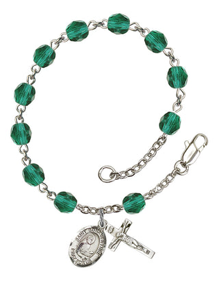 Saint Bonaventure Engravable Rosary Bracelet with Zircon Beads