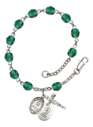 Scapular Engravable Rosary Bracelet with Zircon Beads