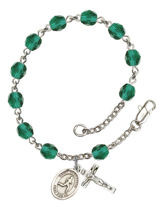 Saint Sebastian and Track & Field Rosary Bracelet with Zircon Beads