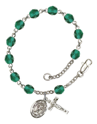 Our Lady of All Nations Engravable Rosary Bracelet with Zircon Beads