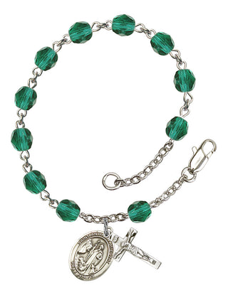 Saint Anthony of Egypt Engravable Rosary Bracelet with Zircon Beads