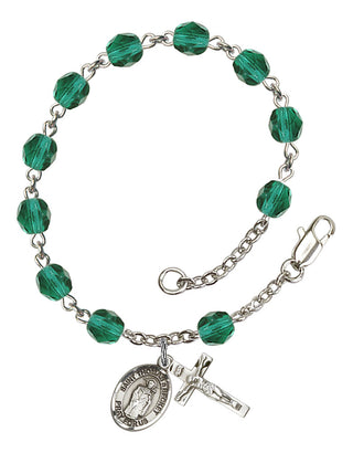 Saint Thomas A Becket Engravable Rosary Bracelet with Zircon Beads