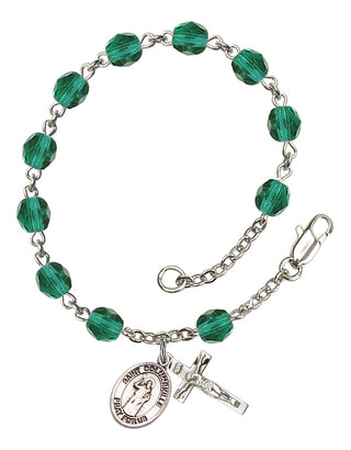 Saint Columbkille Engravable Rosary Bracelet with Zircon Beads