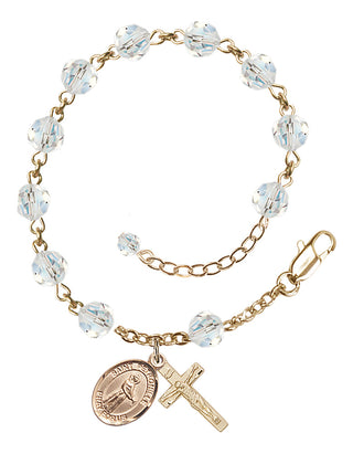 14kt Gold-Filled 6mm Austrian Crystal Saint Petronille Rosary Bracelet in Crystal Engraved Catholic Saint Jewelry
