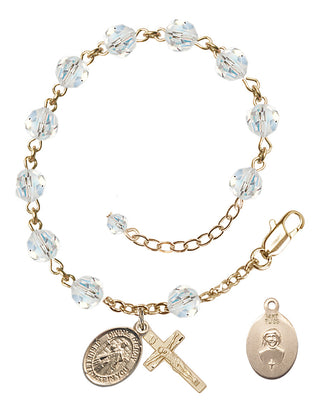 Adjustable 14 Karat Gold 6mm Austrian Crystal Divine Mercy Rosary Bracelet in Crystal