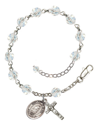 Sterling Silver 6mm Austrian Crystal Our Lady of Tears Rosary Bracelet in Crystal Engraved Catholic Saint Jewelry