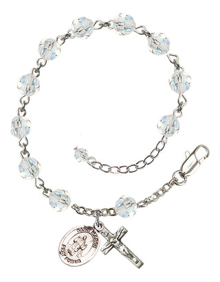 Adjustable Sterling Silver 6mm Austrian Crystal Saint Maron Rosary Bracelet in Crystal