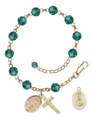 14kt Gold-Filled 6mm Austrian Crystal Our Lady of Guadalupe Rosary Bracelet in Zircon Engraved Catholic Saint Jewelry