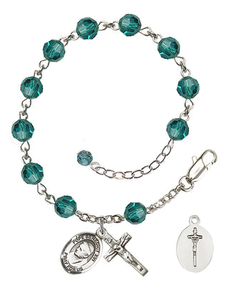 Adjustable Sterling Silver 6mm Austrian Crystal Pope Emeritace Benedict XVI Rosary Bracelet in Zircon