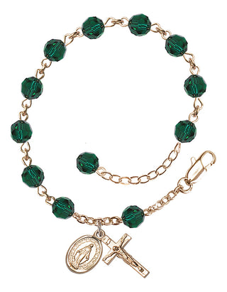 Hand made 14kt Gold Rosary Bracelet with 6mm Swarovaki Beads.