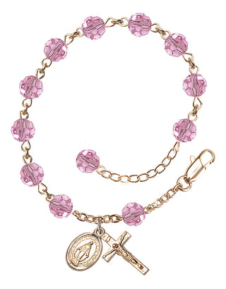 Hand made 14kt Gold Filled Rosary Bracelet with 6mm Swarovaki Beads.