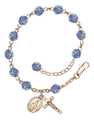 Hand made 14kt Gold Filled Rosary Bracelet with 6mm Swarovaki Beads.