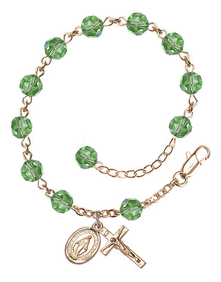 Hand made 14kt Gold Rosary Bracelet with 6mm Swarovaki Beads.