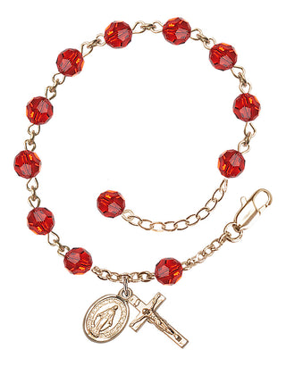 Hand made 14kt Gold Rosary Bracelet with 6mm Swarovaki Beads.