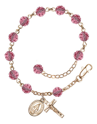 Hand made 14kt Gold Filled Rosary Bracelet with 6mm Swarovaki Beads.