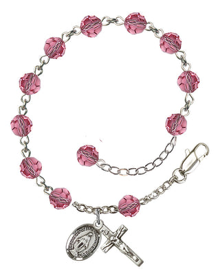Hand made Sterling Silver Rosary Bracelet with 6mm Swarovaki Beads.