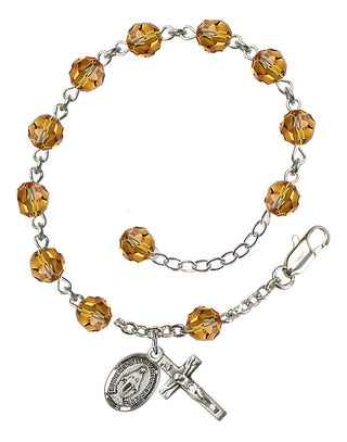 Hand made Sterling Silver Rosary Bracelet with 6mm Swarovaki Beads.