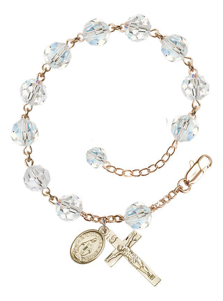 Adjustable 14 Karat Gold 8mm Austrian Crystal Rosary Bracelet in Crystal
