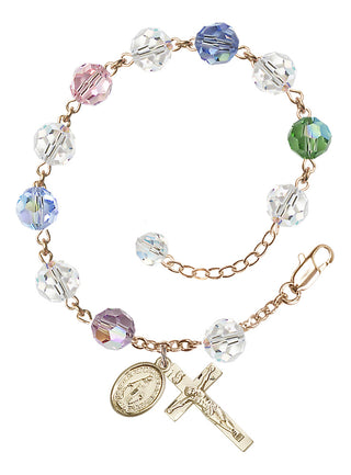 Adjustable 14 Karat Gold 8mm Austrian Crystal Rosary Bracelet in Multi-Color