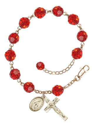 Adjustable 14 Karat Gold 8mm Austrian Crystal Rosary Bracelet in Ruby