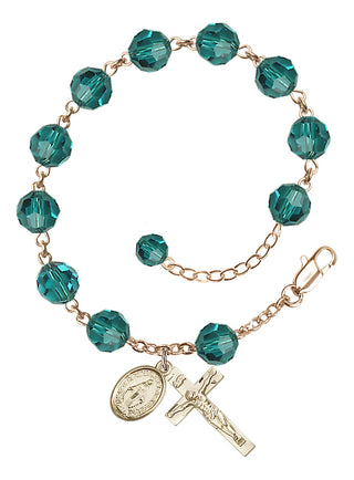 Adjustable 14 Karat Gold-Filled 8mm Austrian Crystal Rosary Bracelet in Zircon