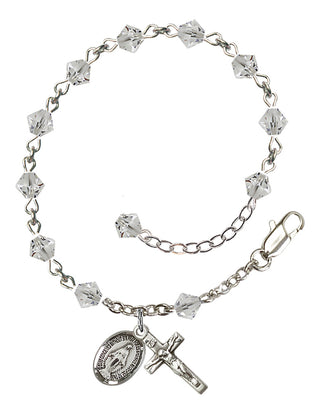 Adjustable Sterling Silver 5mm Austrian Crystal Rosary Bracelet in Crystal