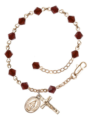 Adjustable 14 Karat Gold-Filled 5mm Austrian Crystal Rosary Bracelet in Garnet