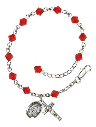Adjustable Sterling Silver 5mm Austrian Crystal Rosary Bracelet in Ruby