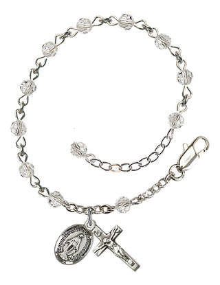 Adjustable Sterling Silver 4mm Austrian Crystal Rosary Bracelet in Crystal
