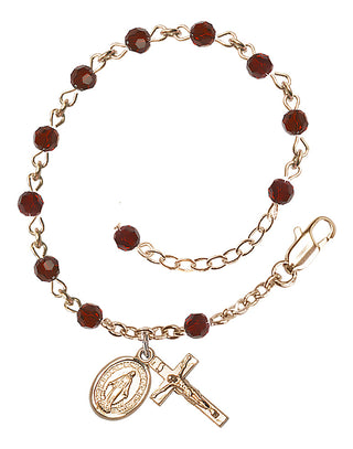Adjustable 14 Karat Gold-Filled 4mm Austrian Crystal Rosary Bracelet in Garnet